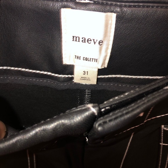 Anthropologie The Colette Faux-Leather Top-Stitch Crop Wide-Leg Pants Maeve 31 - Picture 4 of 6